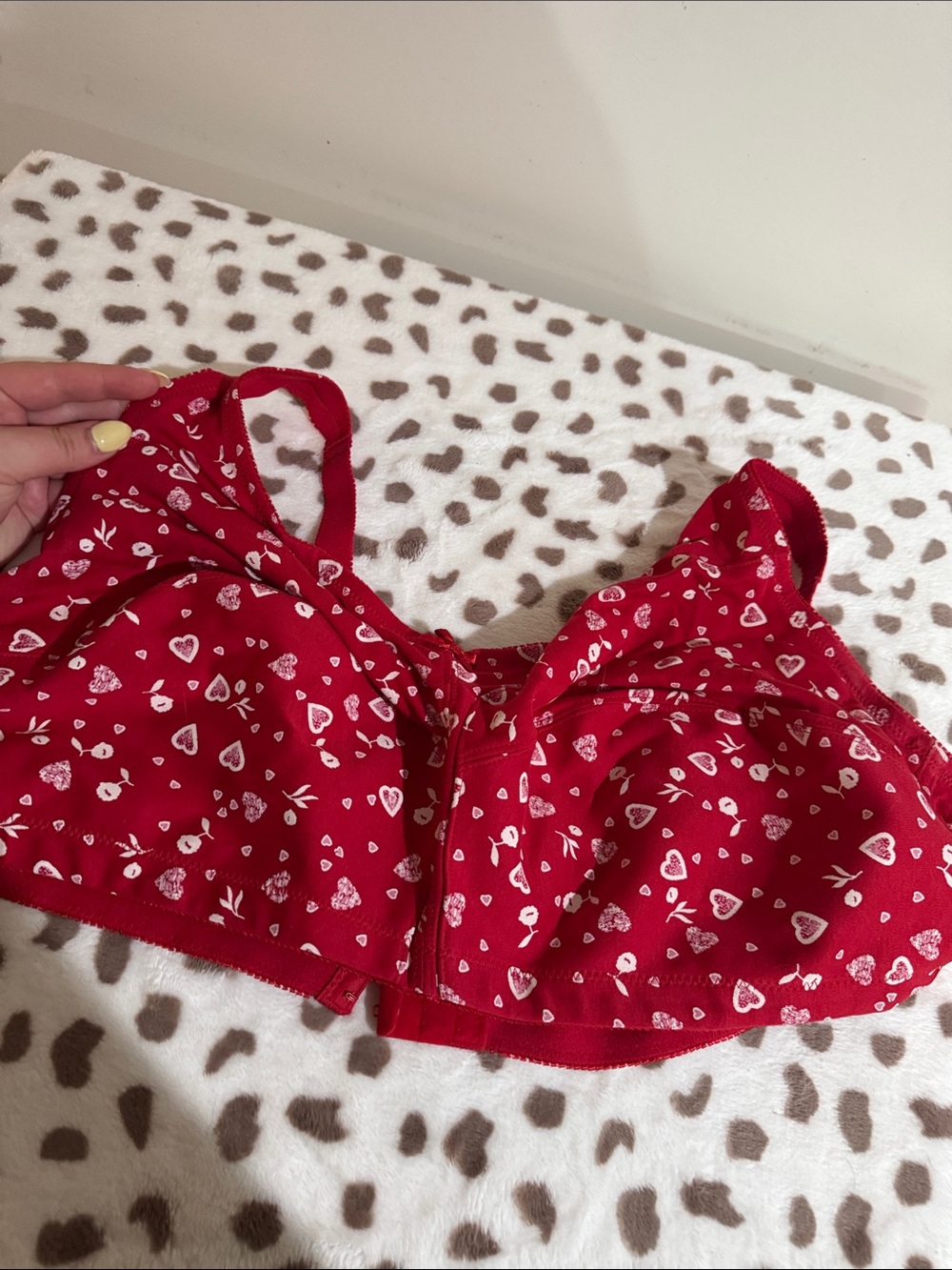Red Heart-Print Bra size 52B